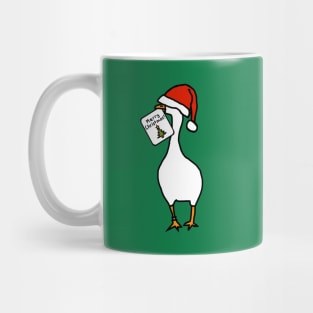 White Goose in Hat Steals Christmas Card Mug